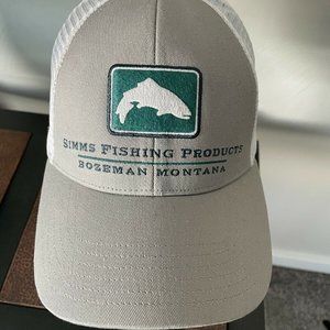 SIMMS Fishing Products Bozeman Montana Trout Icon Trucker Hat ~ Granite